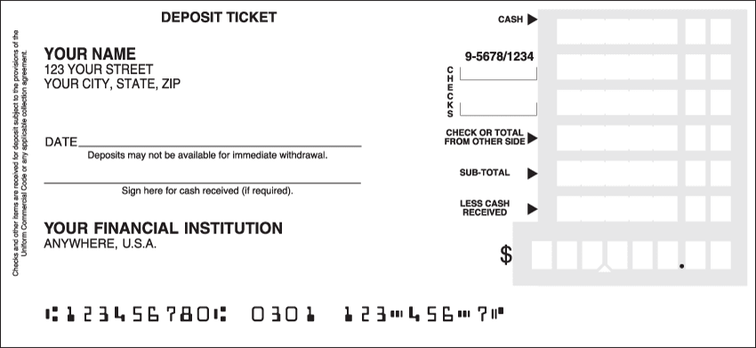 Deposit Slips - click to view larger image