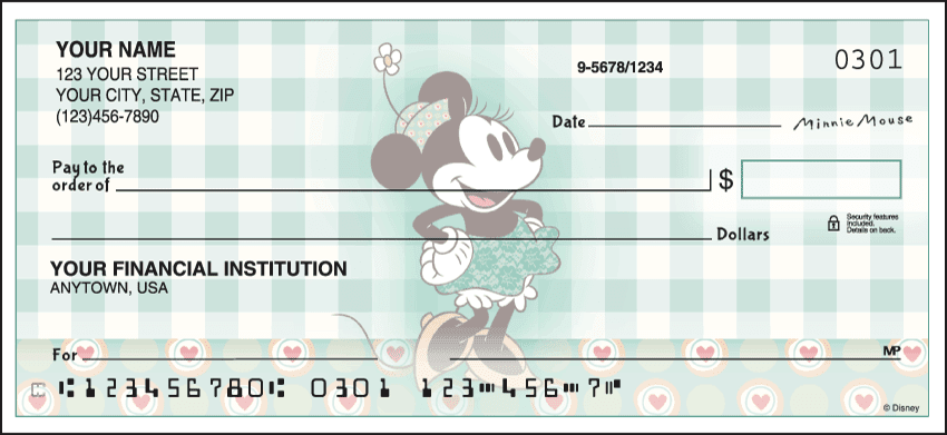 Enlarged view of disney minnie mouse checks