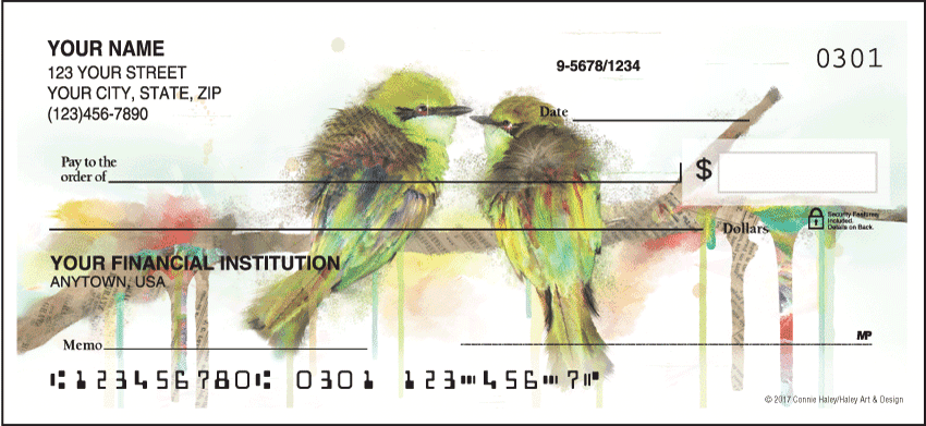 watercolor birds checks - click to preview