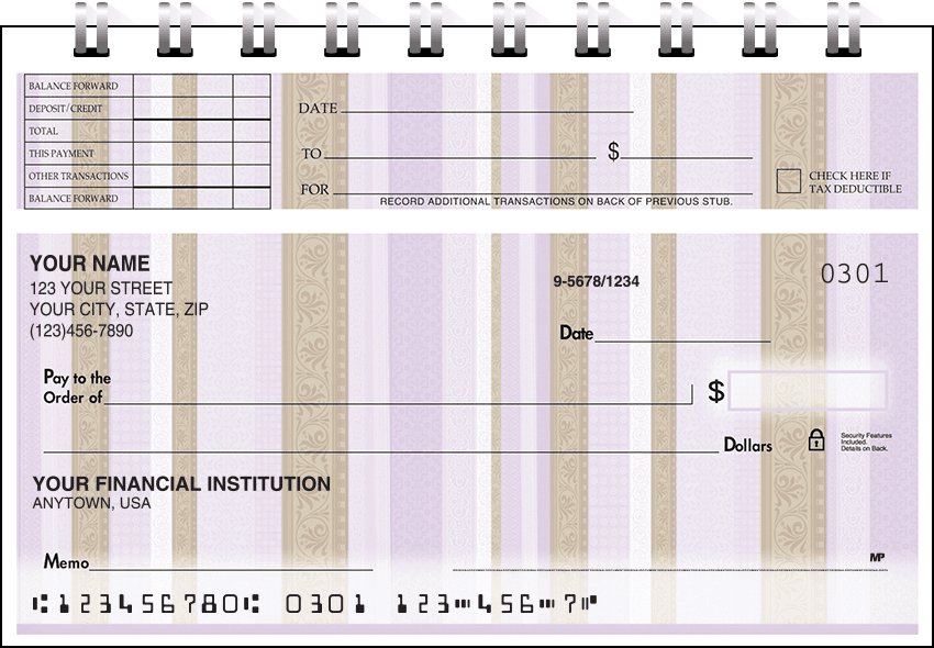 chocolate decor top stub checks - click to preview