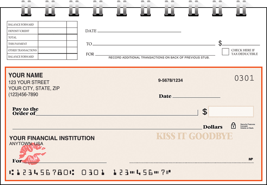 kiss it goodbye top stub checks - click to preview