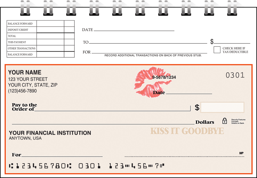 kiss it goodbye top stub checks - click to preview