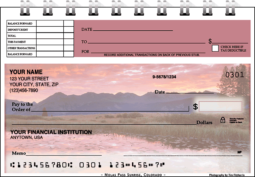 Mountain Reflections Top Stub Checks - click to view larger image