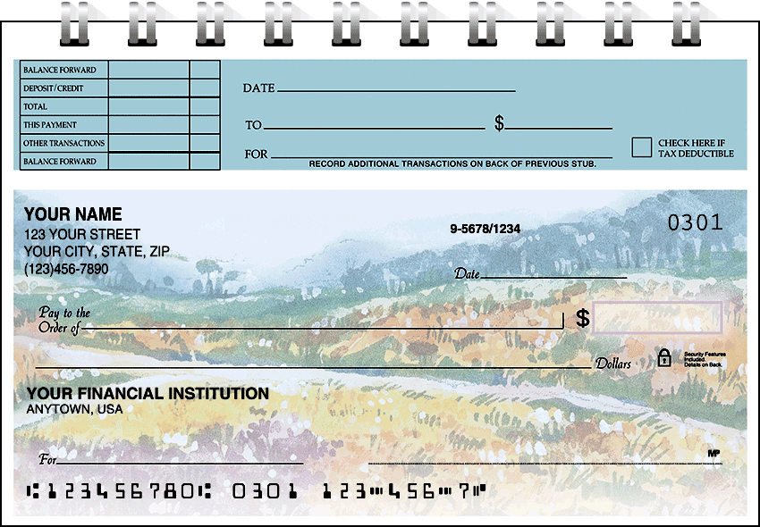 Enlarged view of pastel gardens top stub checks