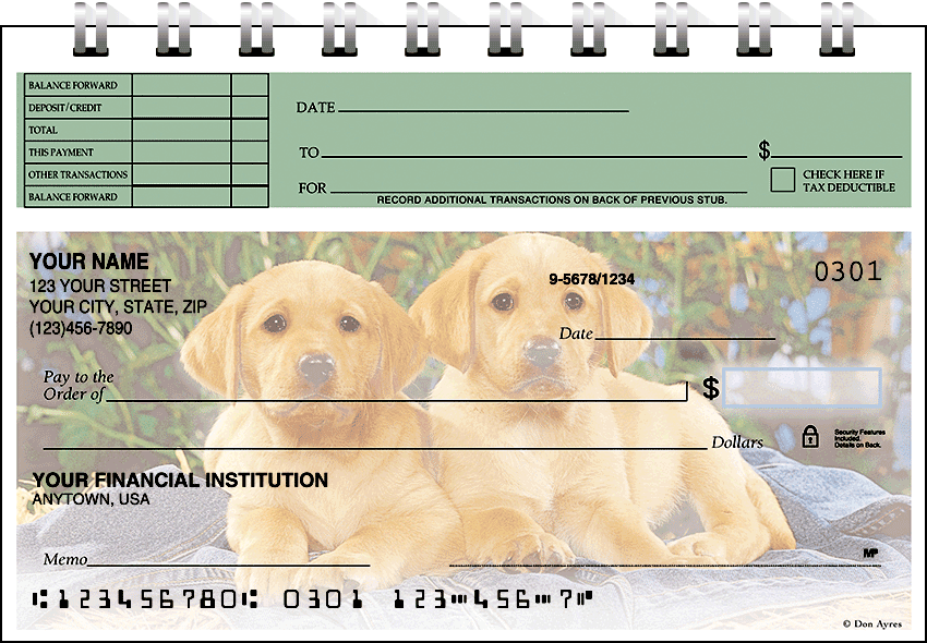 Puppy Pals Top Stub Checks - click to view larger image