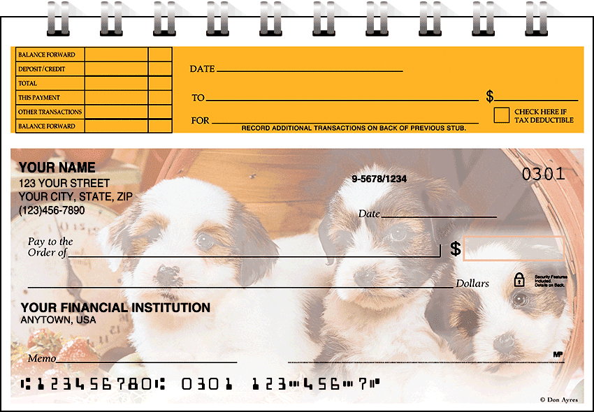 Enlarged view of puppy pals top stub checks