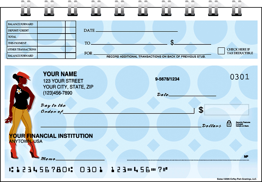 Enlarged view of sistas top stub checks