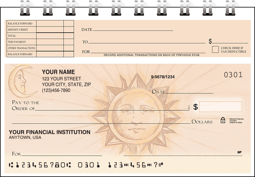 Sun & Moon Top Stub Checks - click to view larger image