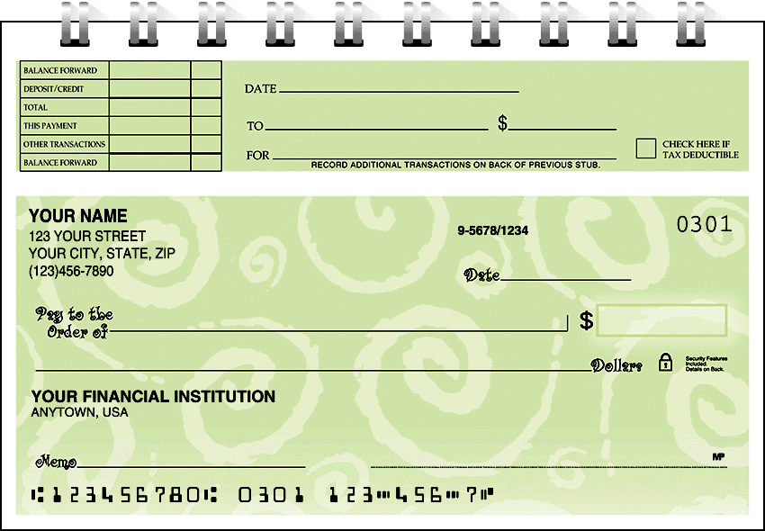 swirls top stub checks - click to preview