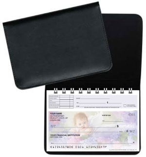 Black Leather Top Stub Checkbook Cover – click to view product detail page