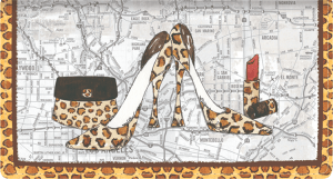 Enlarged view of concrete jungle leather checkbook cover