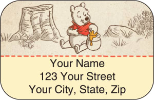 Enlarged view of disney pooh & friends address labels