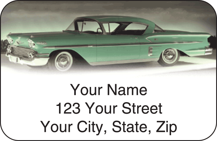 Enlarged view of 50s chevy address labels