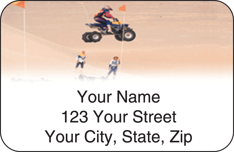 Enlarged view of atv dirt wheels address labels