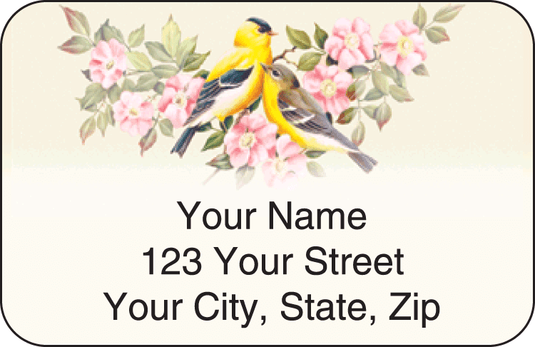 birds & blossoms address labels - click to preview