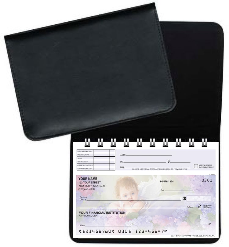 Black Leather Top Stub Checkbook Cover - click to view larger image