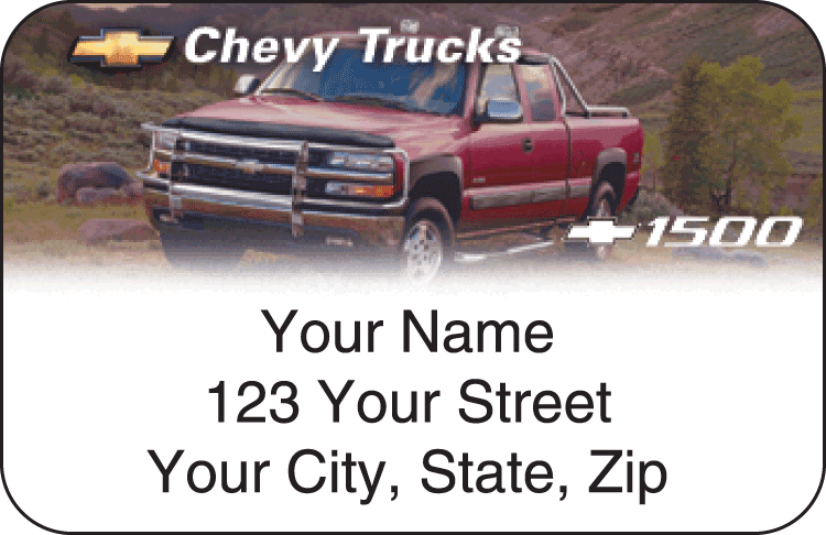 Enlarged view of chevy trucks address labels