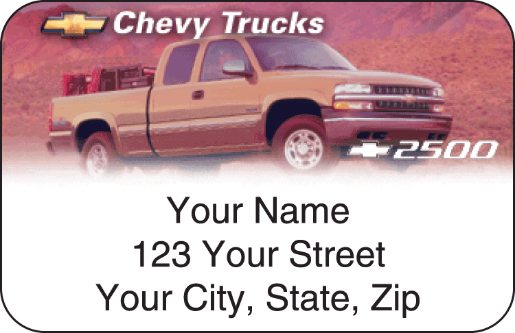 chevy trucks address labels - click to preview