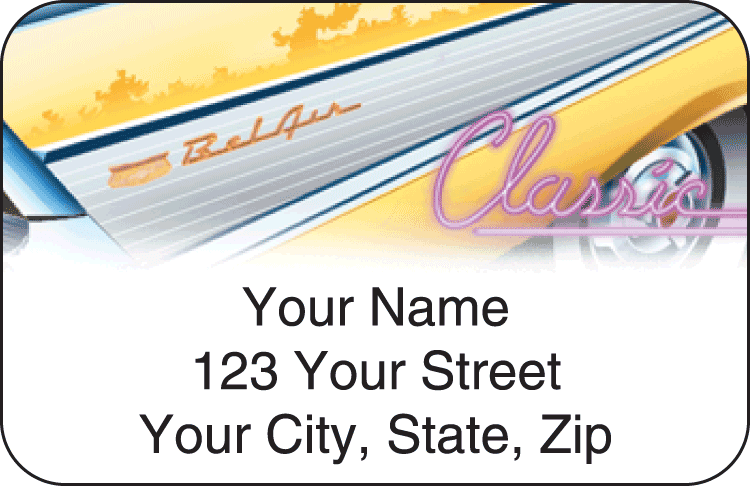 Enlarged view of classic road trip address labels