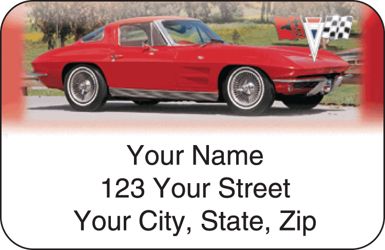 Enlarged view of corvette history address labels
