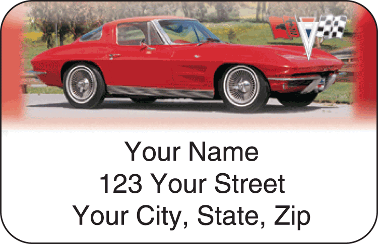 corvette history address labels - click to preview