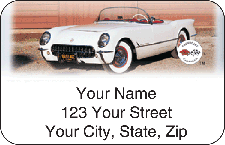 corvette history address labels - click to preview