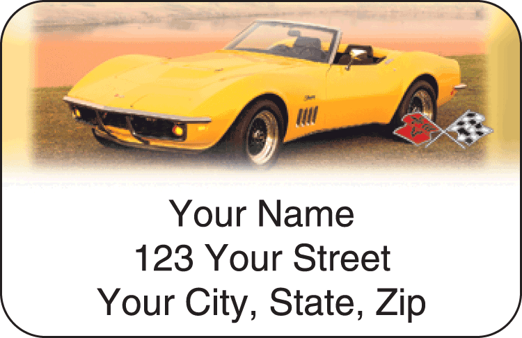 corvette history address labels - click to preview