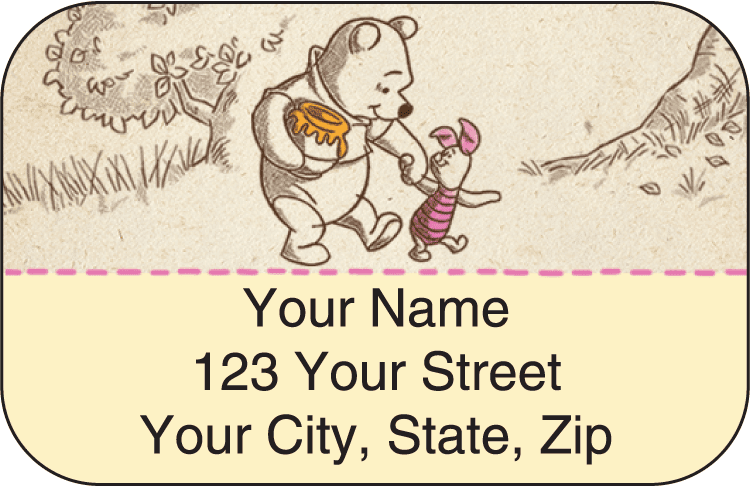 disney pooh & friends address labels - click to preview