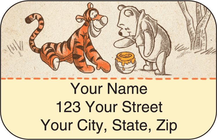 disney pooh & friends address labels - click to preview