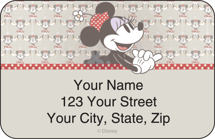 disney vintage minnie address labels - click to preview