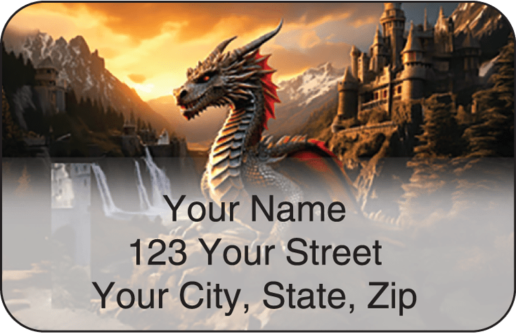dragons by ciruelo address labels - click to preview