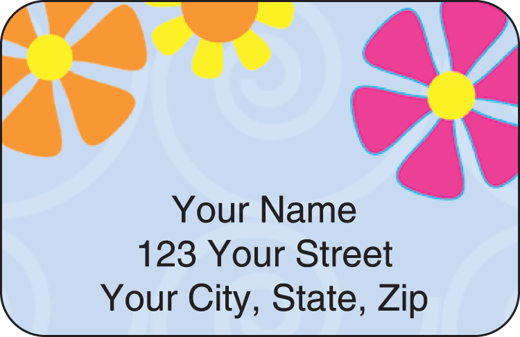 flower power address labels - click to preview