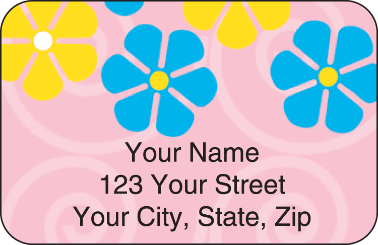 Enlarged view of flower power address labels