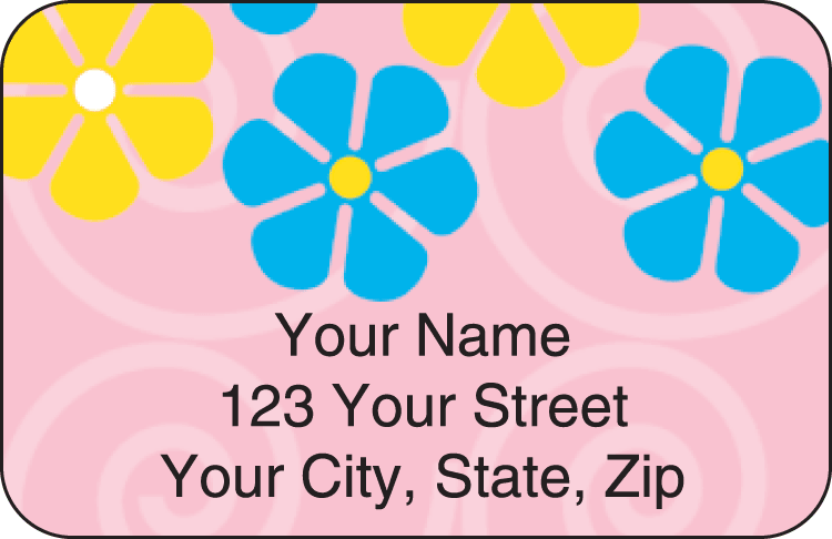 flower power address labels - click to preview