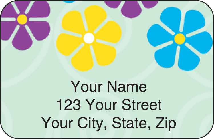 flower power address labels - click to preview