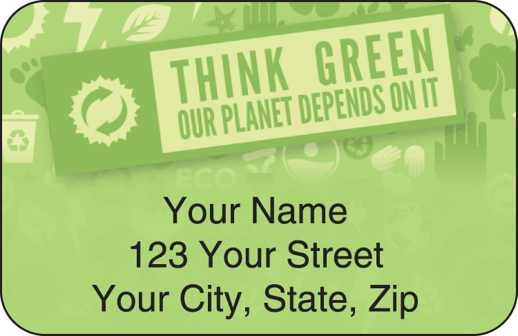 green routine address labels - click to preview