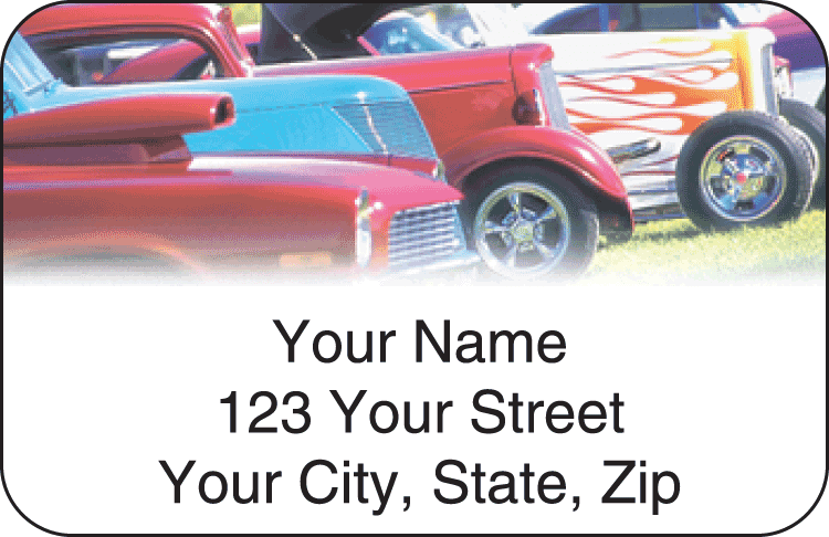 hot rod address labels - click to preview