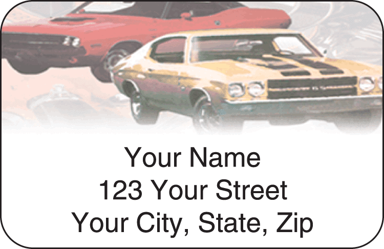 Muscle Car Address Labels - click to view larger image