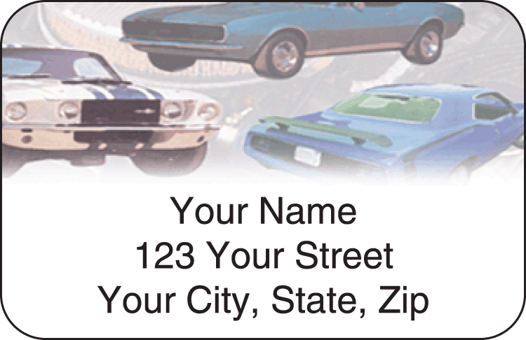 muscle car address labels - click to preview