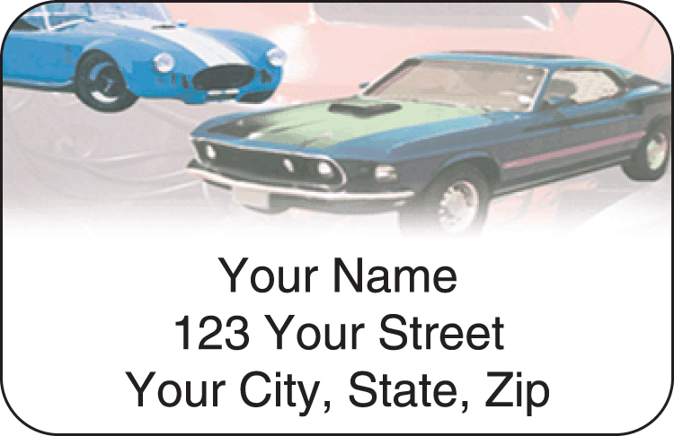 muscle car address labels - click to preview