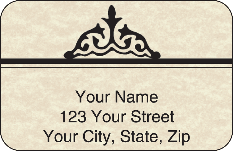 Enlarged view of parchment address labels