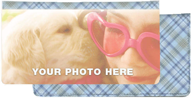 Blue Plaid Fabric Photo Checkbook Covers - click to view larger image