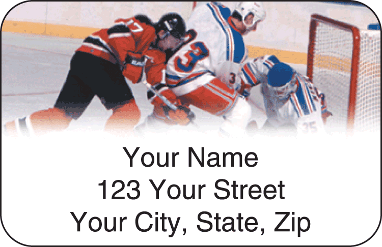 Enlarged view of pro hockey address labels