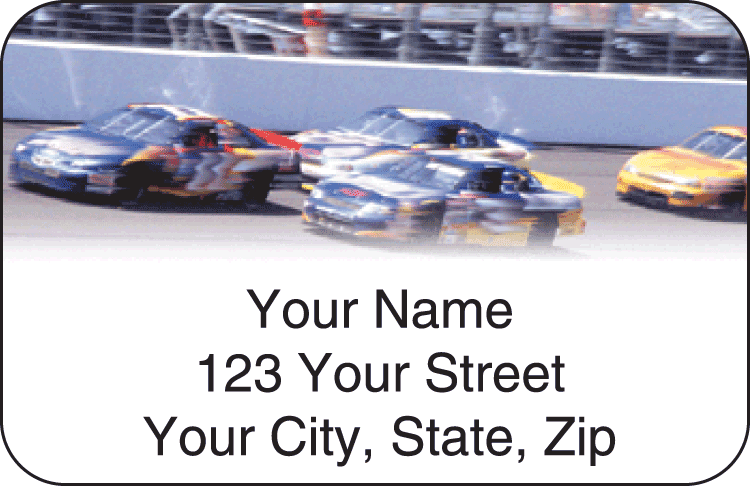 Enlarged view of racing address labels