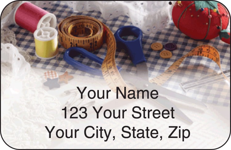Enlarged view of sewing address labels