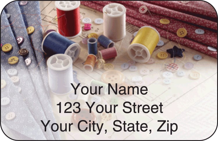 Enlarged view of sewing address labels