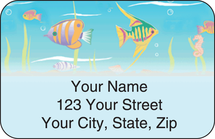 tropical fish address labels - click to preview