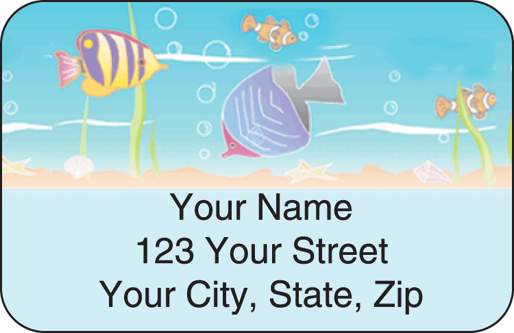 tropical fish address labels - click to preview