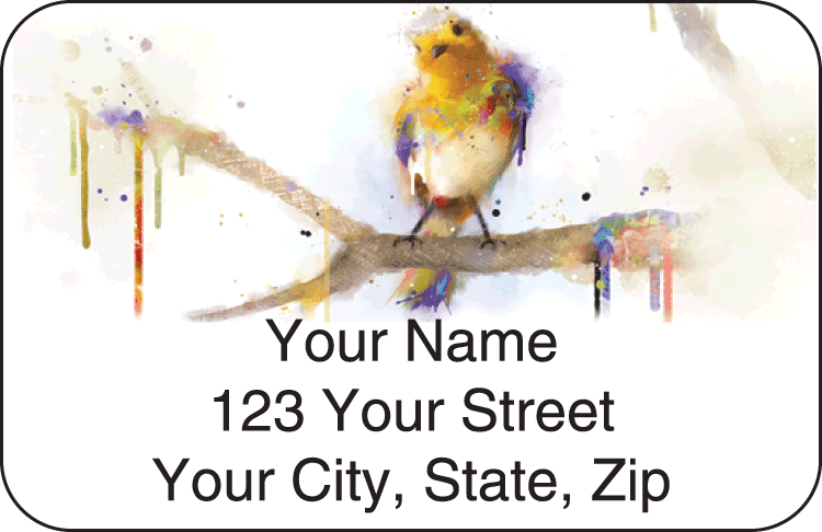 watercolor birds address labels - click to preview