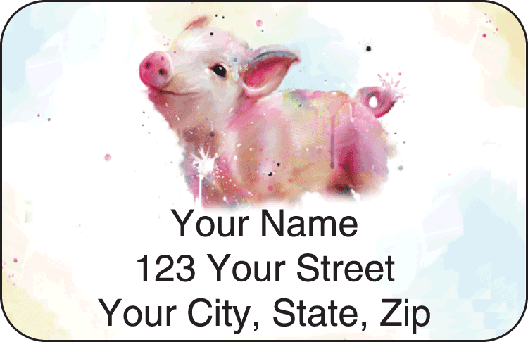 Enlarged view of watercolor farm address labels